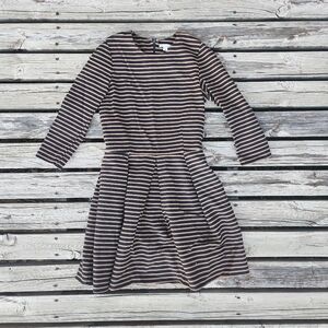 Gap Striped 4 Tan Camel Fall 3/4 Sleeve Fit And Flare Navy Festive Neutral